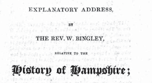 Part of the title page for an account of his 'History of Hampshire'