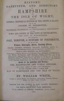 Cover of White's Directory for Hampshire and the Isle of Wight