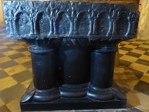 Font of Tournai black maarble
