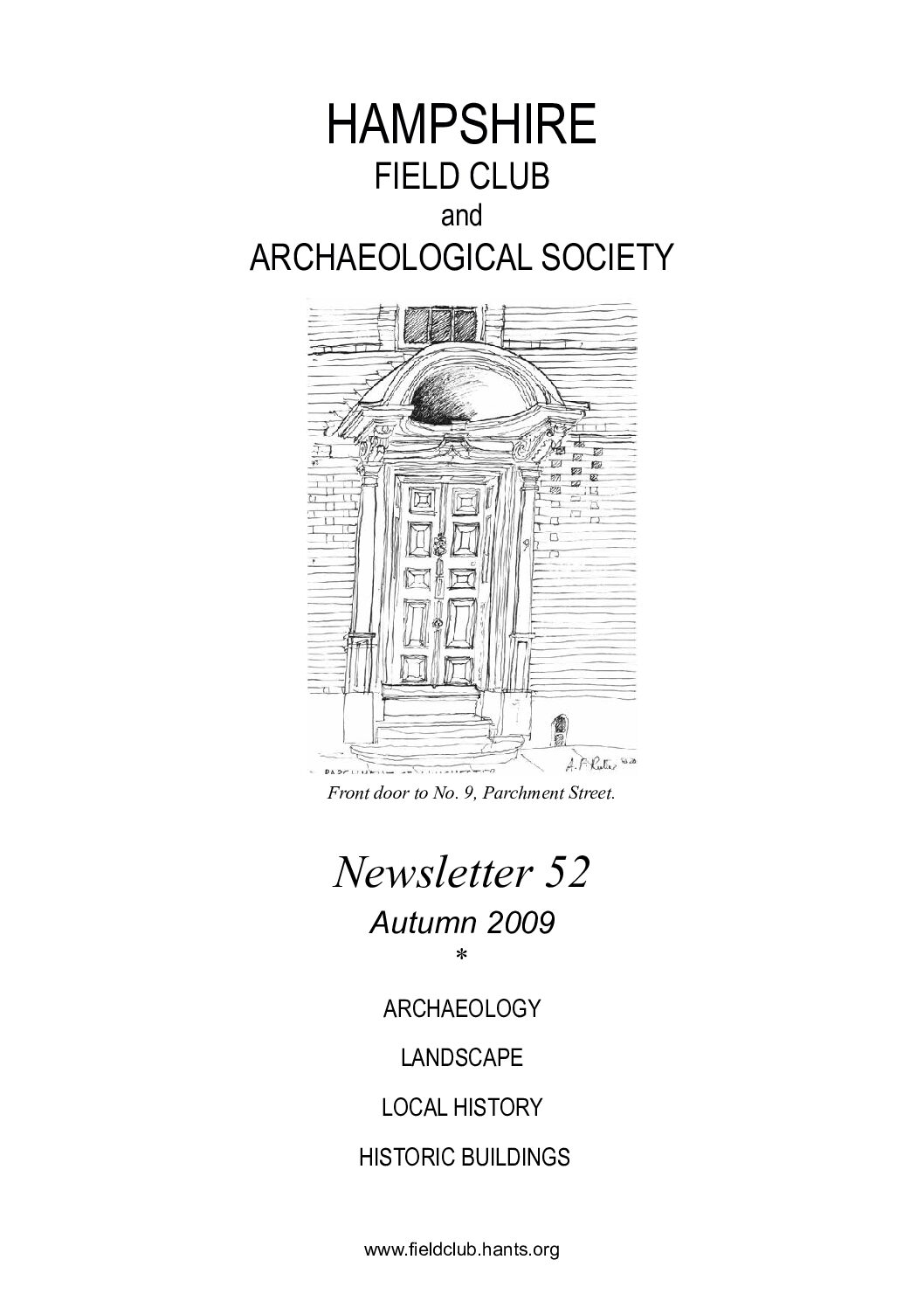 Newsletter 52 – Autumn 2009