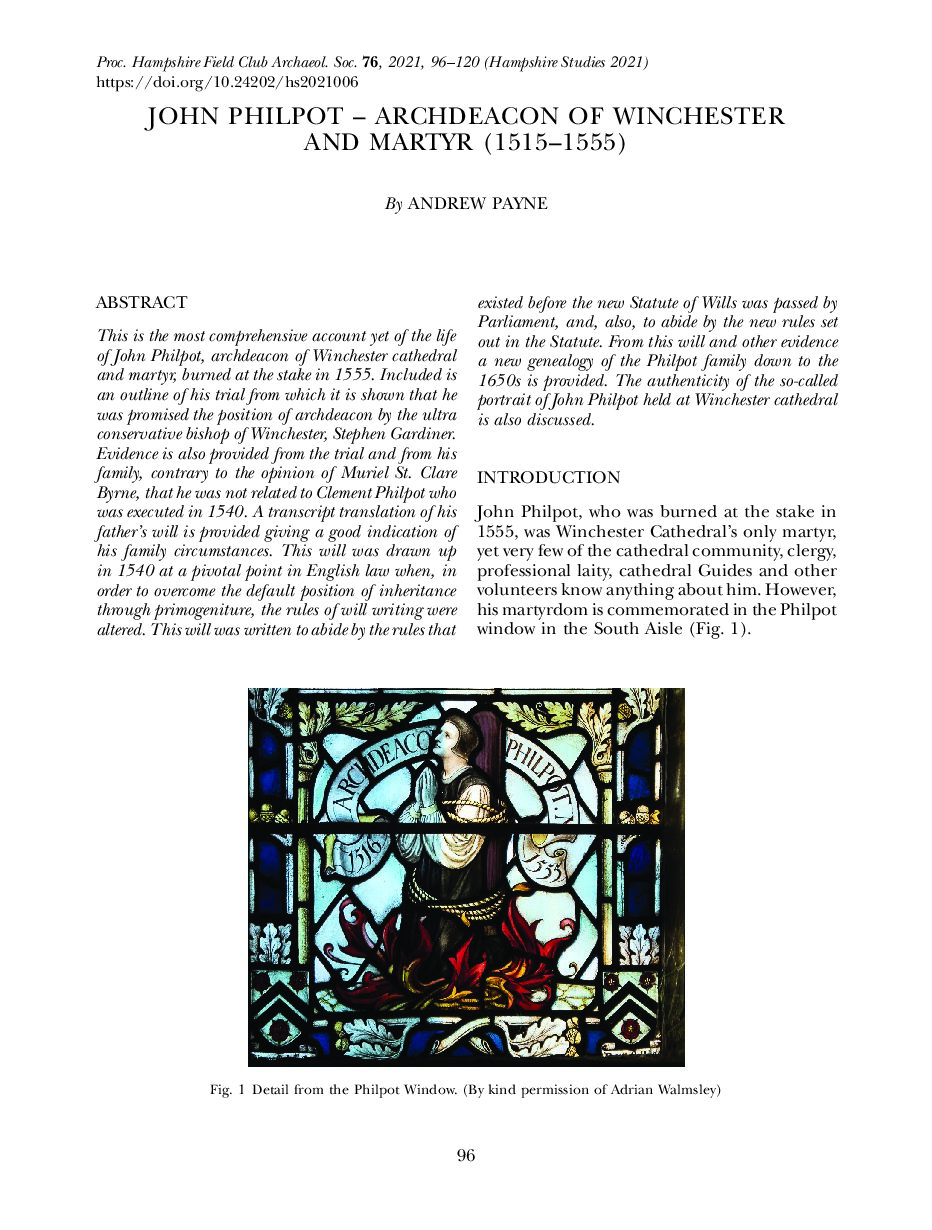 John Philpott – archdeacon of Winchester and Martyr (1515-1555)