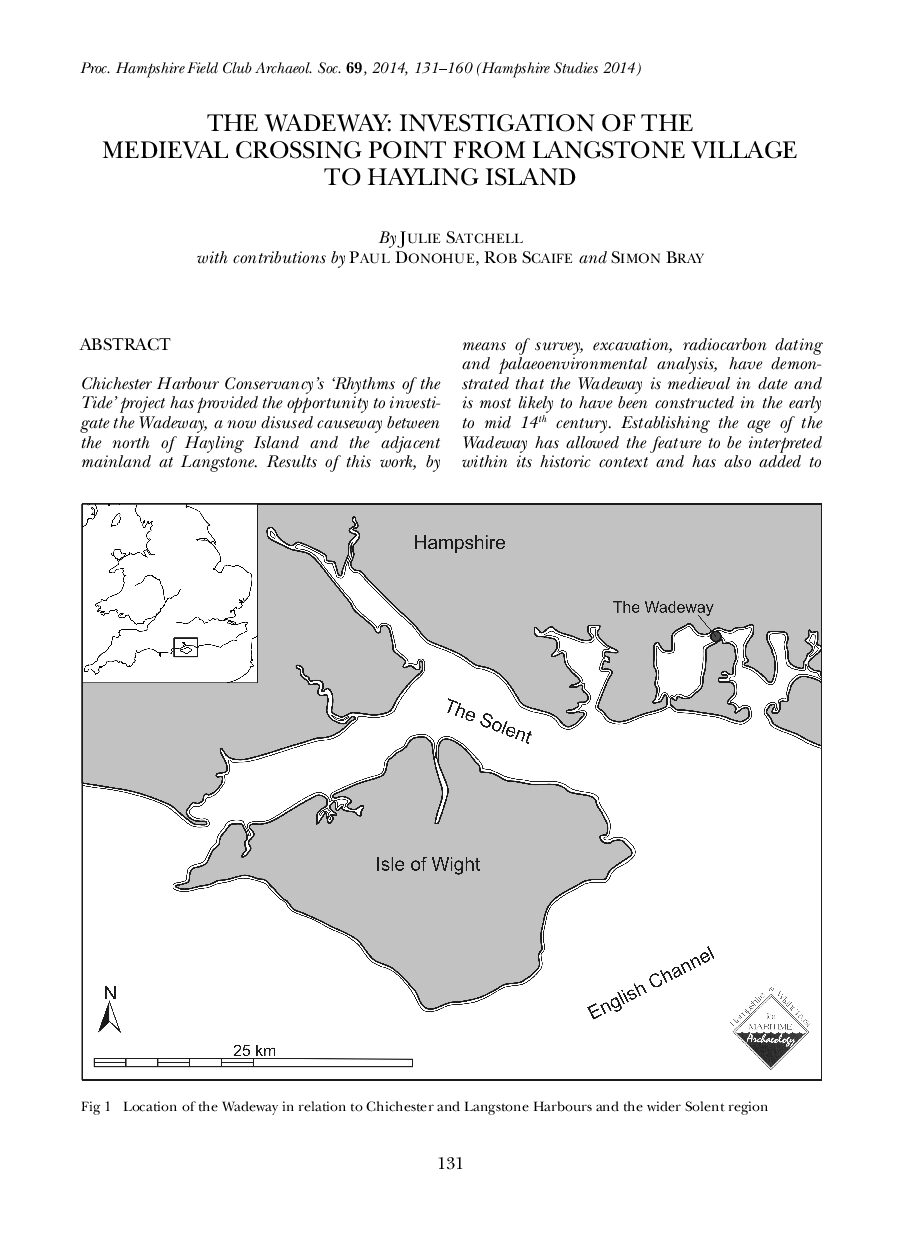 The Wadeway: Investigation of the Medieval Crossing Point from Langstone Village to Hayling Island