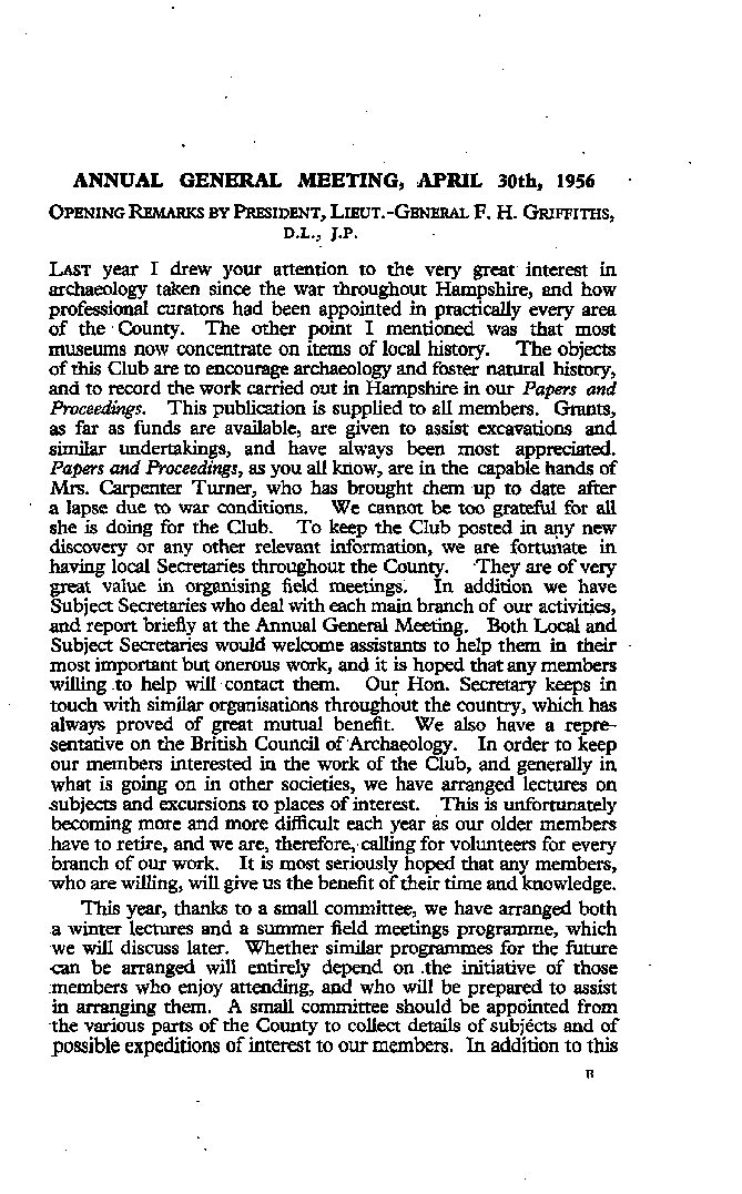 Opening Remarks by President: Annual General Meeting, 1956