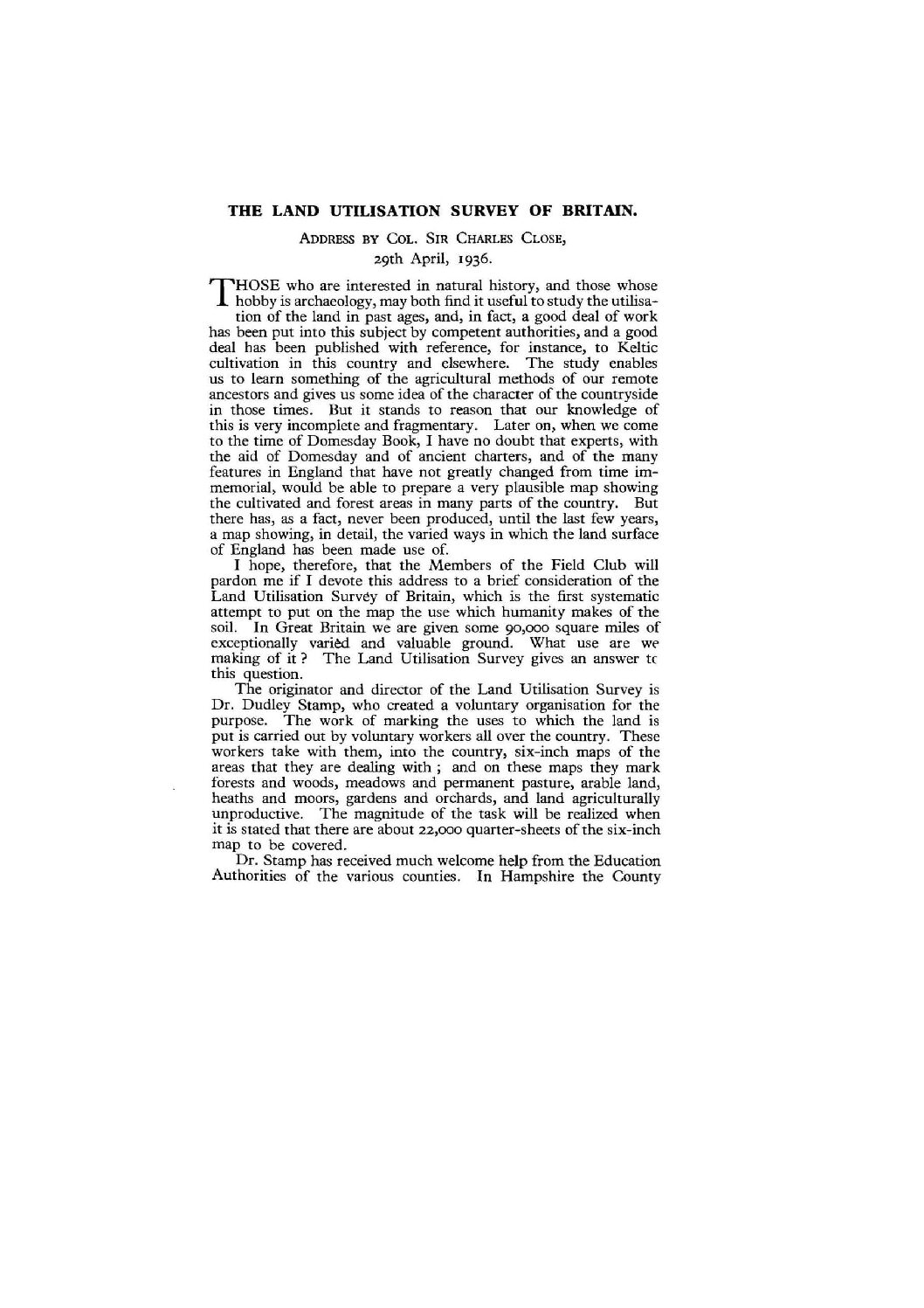 The Land Utilisation Survey Of Britain
