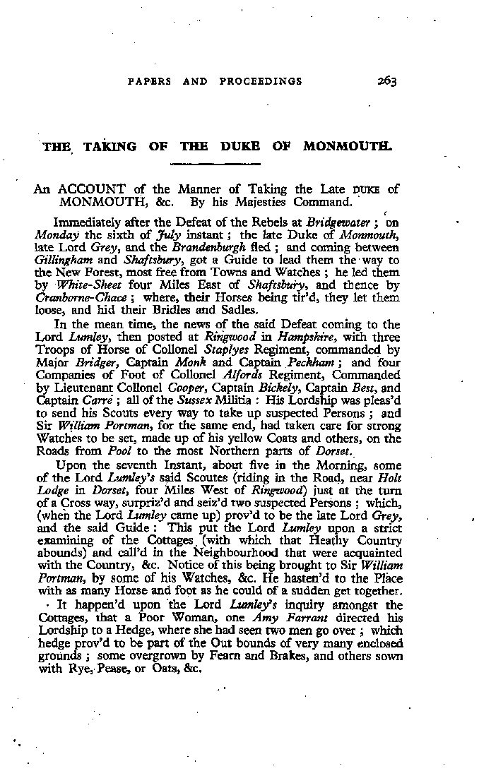 The Taking of the Duke of Monmouth