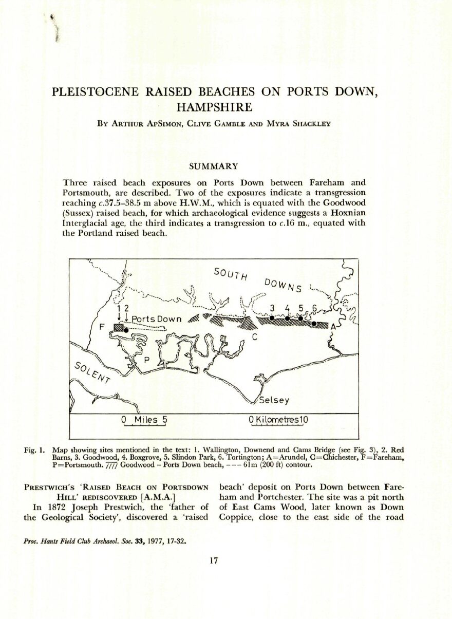 Pleistocene raised beaches on Ports Down, Hampshire