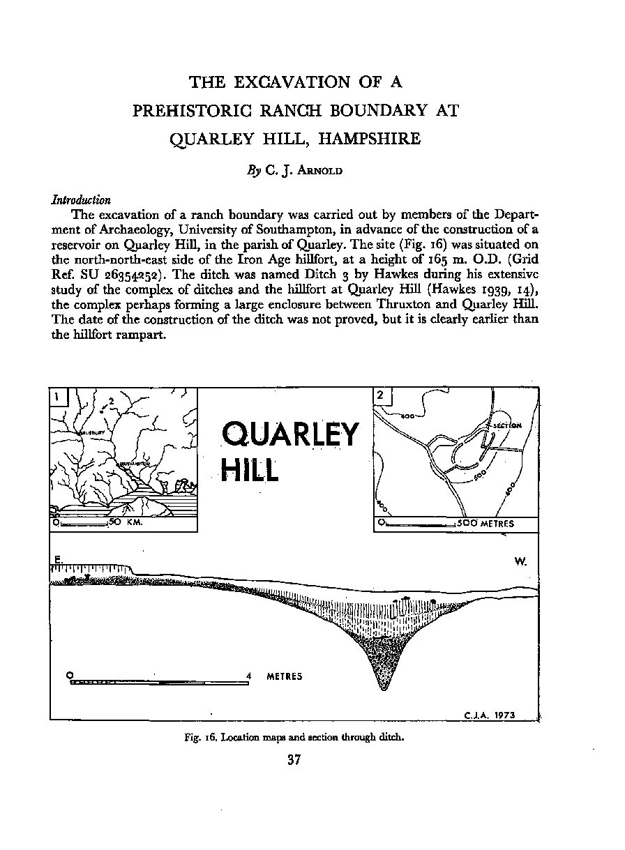 The Excavation of a Prehistoric Ranch at Quarley Hill, Hampshire