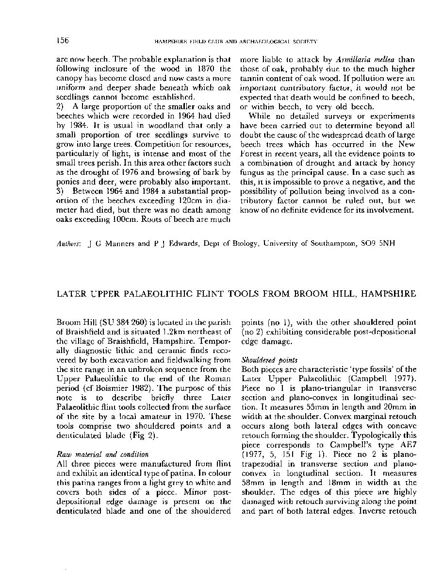 Late Upper Palaeolithic Flint Tools from Broom Hill