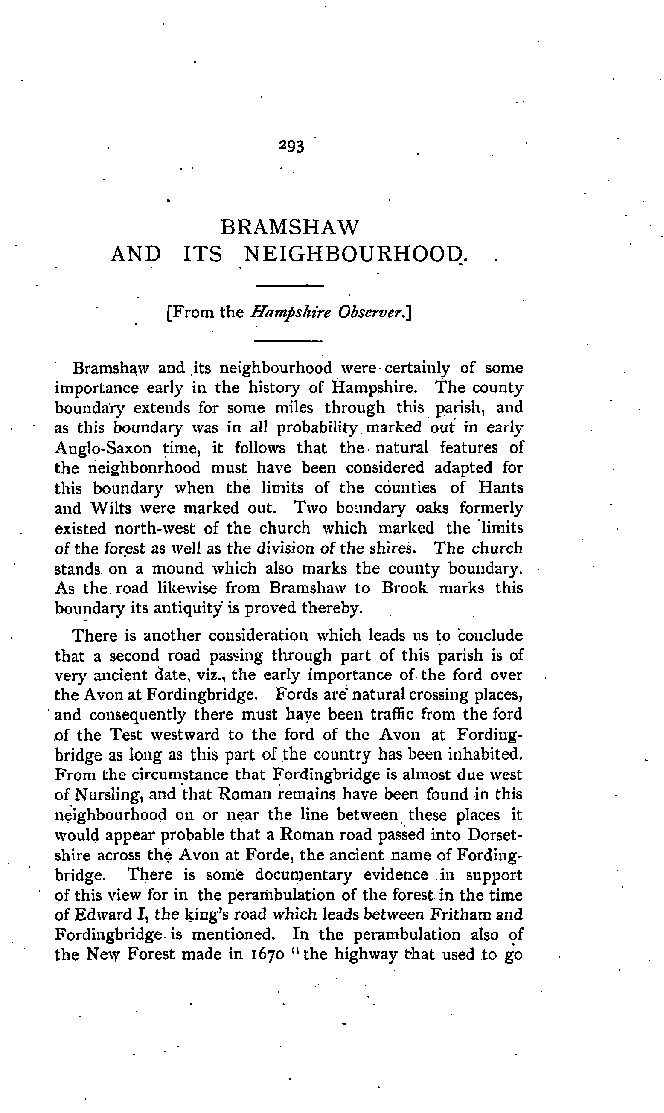 Bramshaw and its Neighbourhood