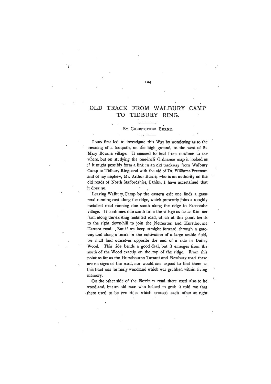 Old Track from Walbury Camp to Tidbury Ring
