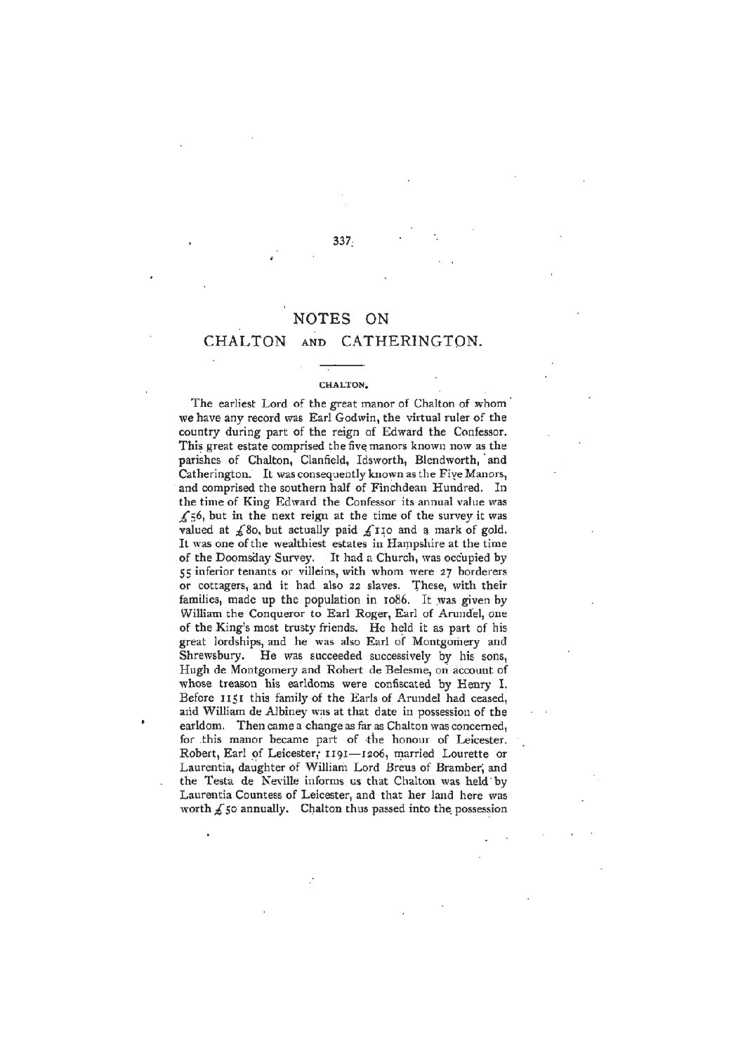 Notes on Chalton and Catherington