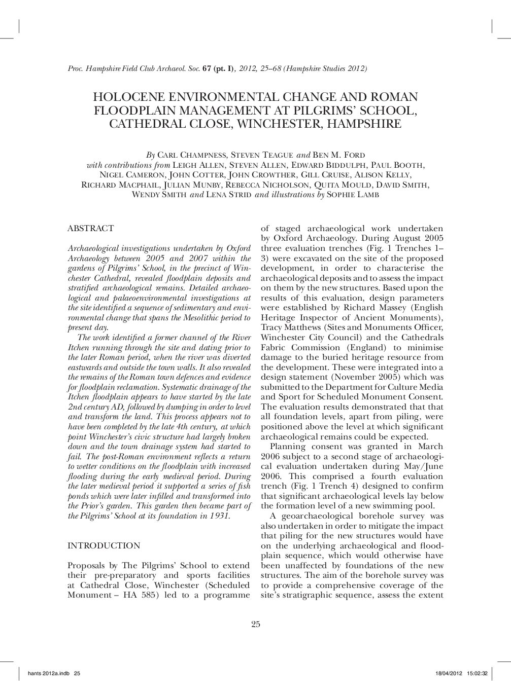 Holocene Environmental Change and Roman Floodplain