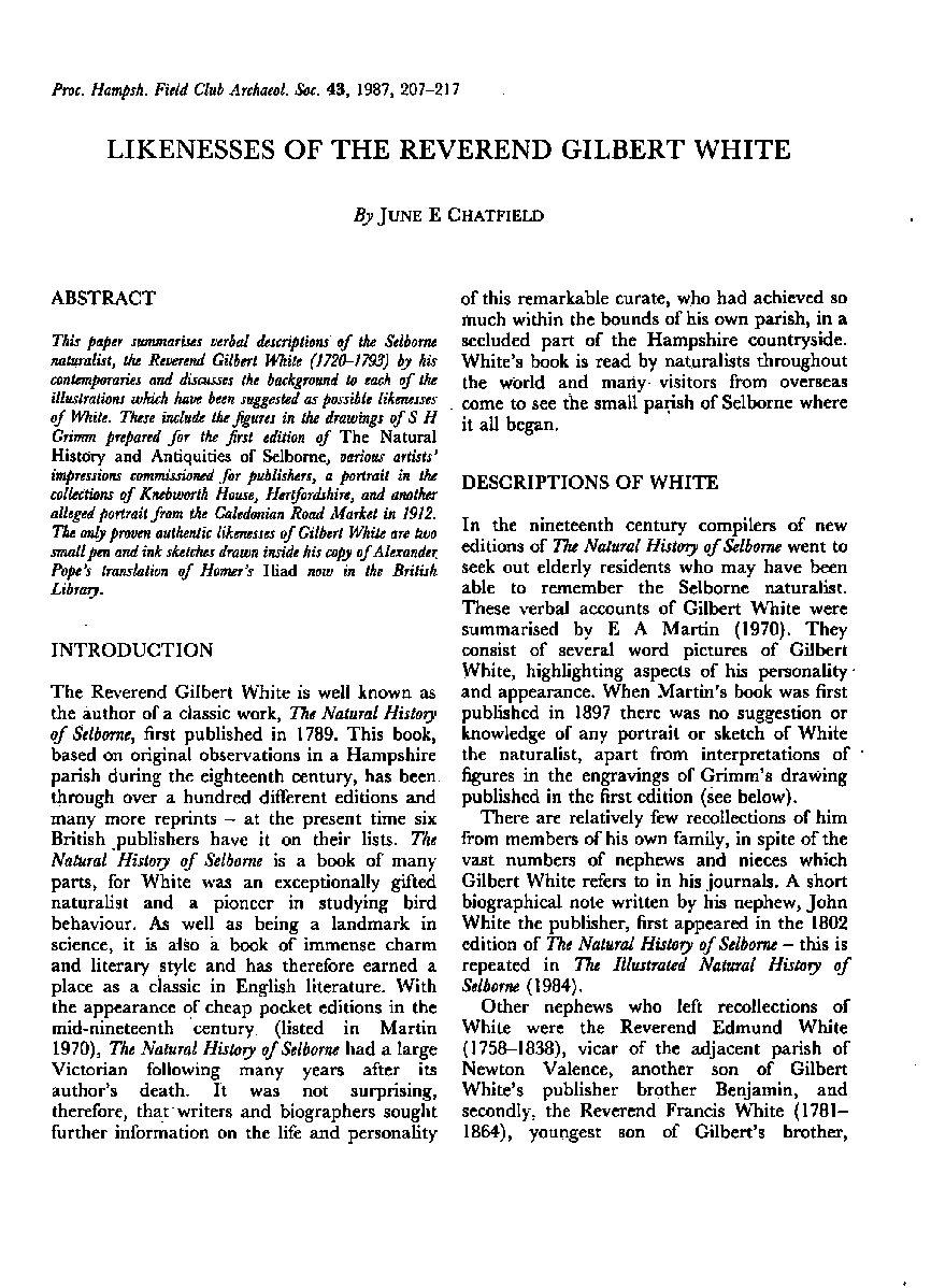 Likenesses of the Reverend Gilbert White