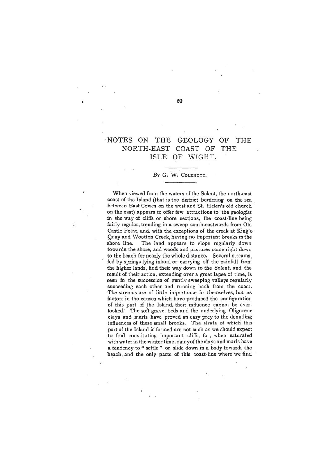 Notes on the Geology of the North East Cost of the Isle of Wight