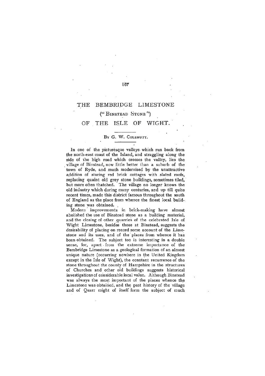The Bembridge LImestone of the Isle of Wight