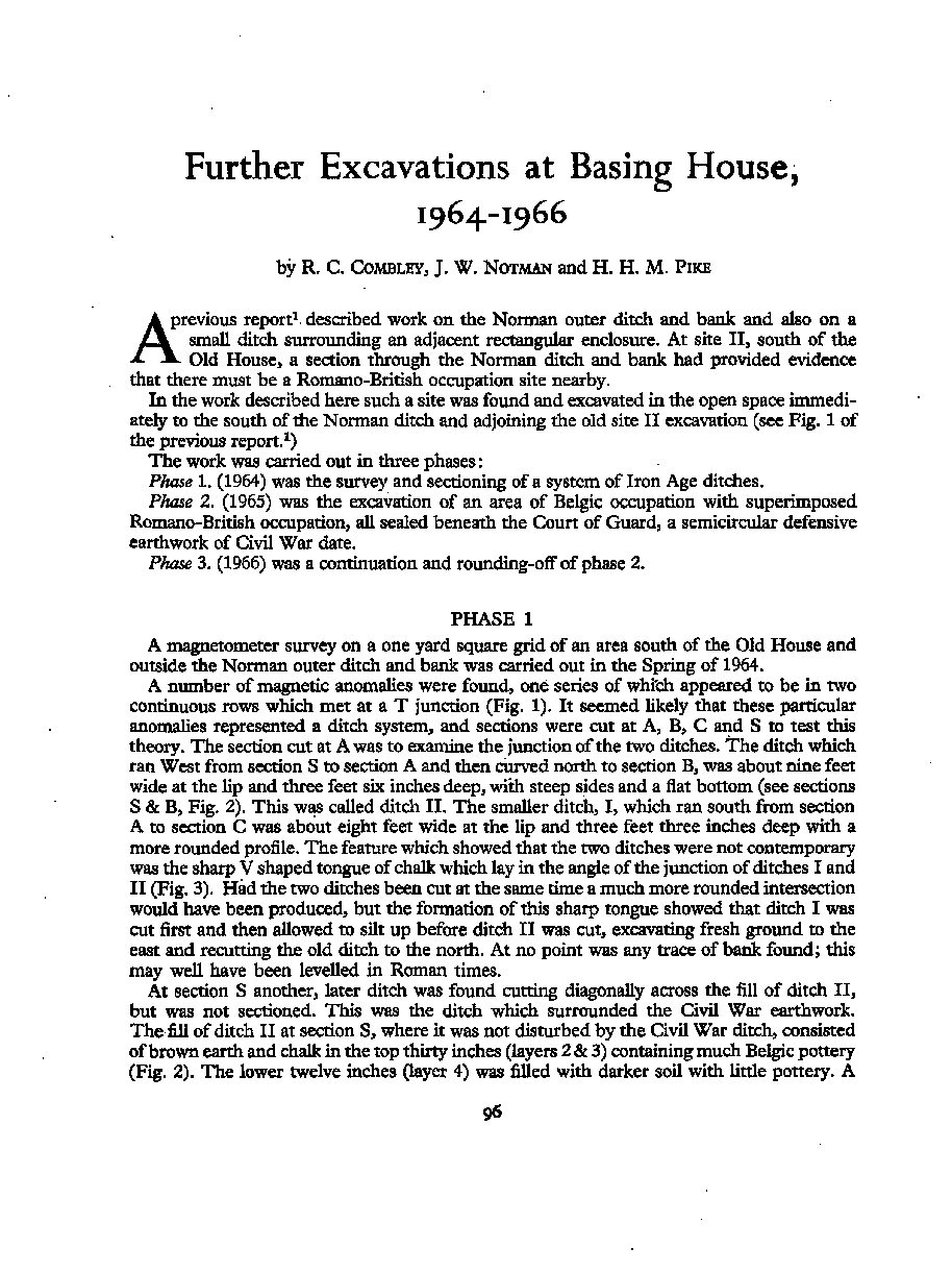 Further Excavations at Basing House, 1964-66