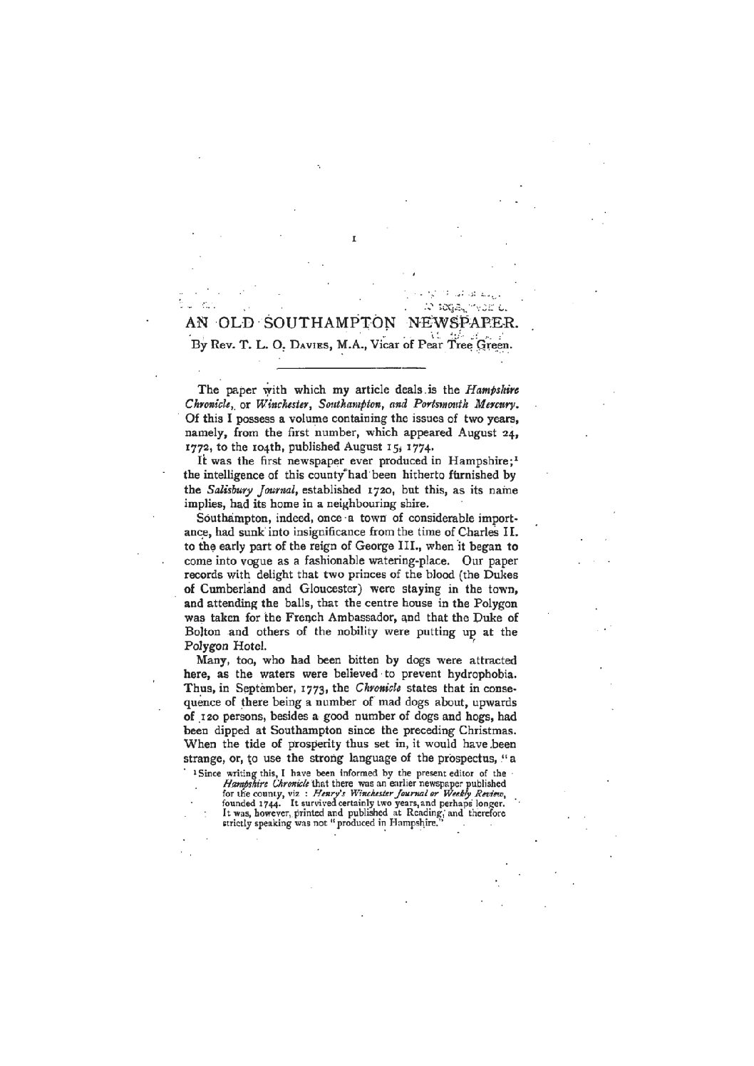An Old Southampton Newspaper