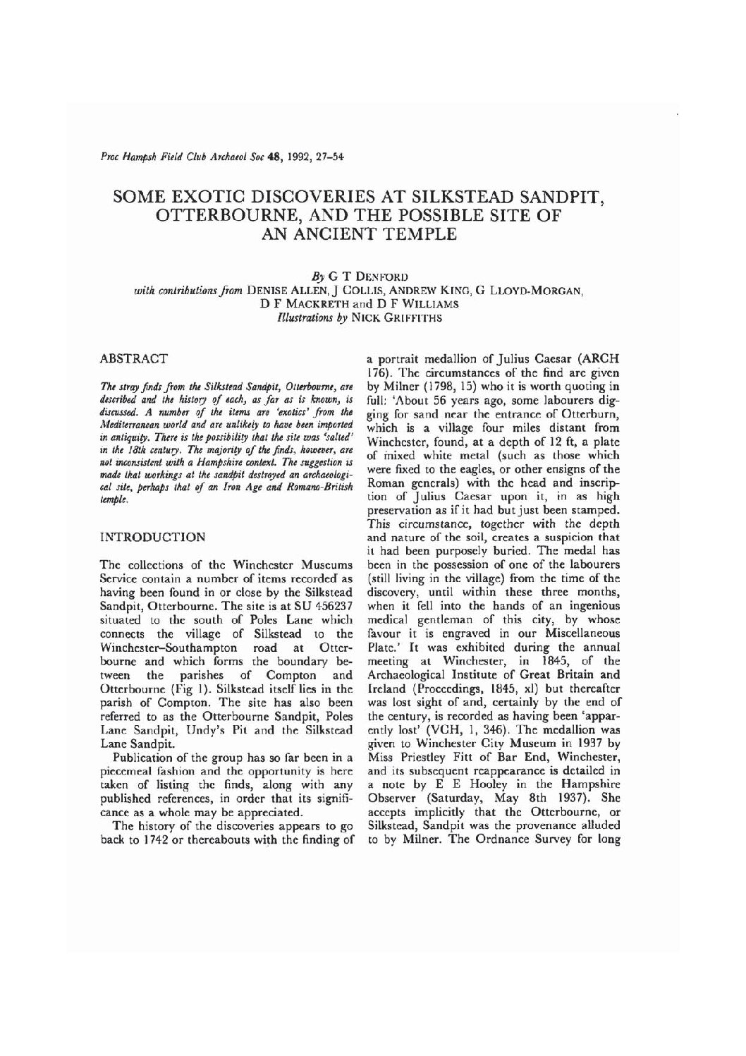 Some Exotic Discoveries at Silkstead Sandpit, Otterbourne, and the possible site of an Ancient Temple