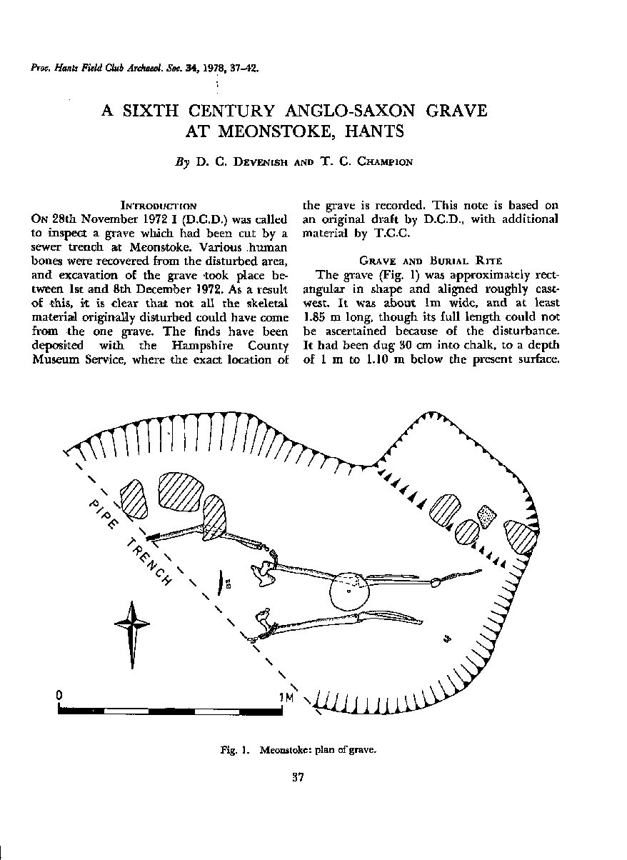 A sixth-century Anglo-Saxon grave at Meonstoke, Hants