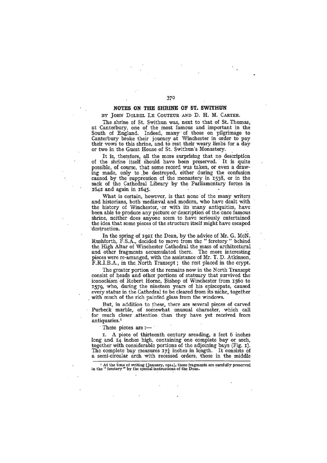 Notes on the Shrine of St. Swithun