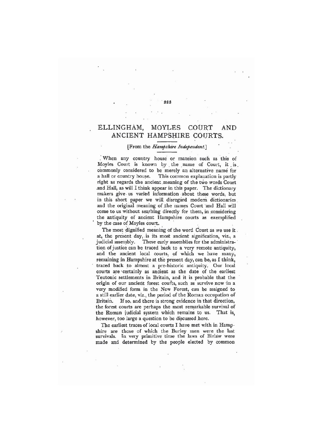 Ellingham, Moyles Court and Ancient Hampshire Courts