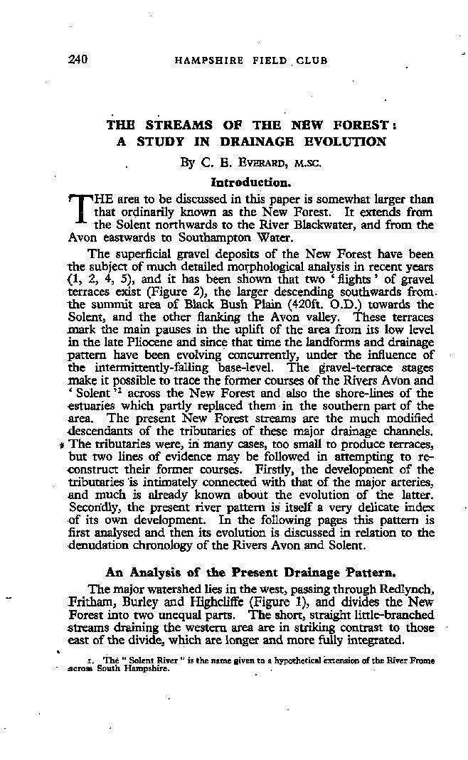 The Streams of the New Forest: A Study in Drainage Evolution