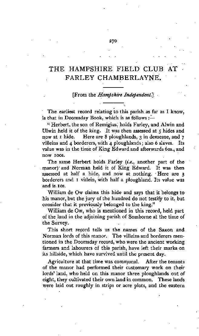 The Hampshire Field Club at Farley Chamberlayne