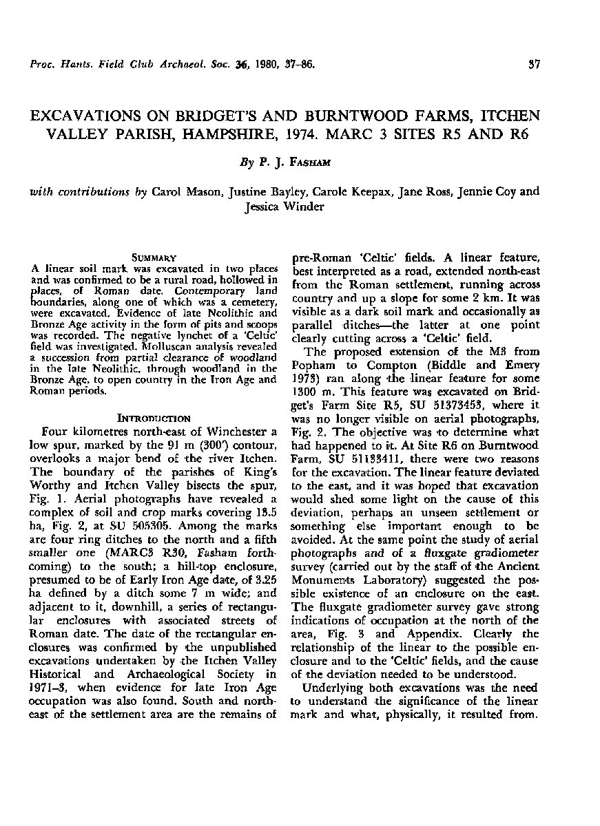 Excavations on Bridget’s and Burnwood Farms, Itchen Valley, Hampshire