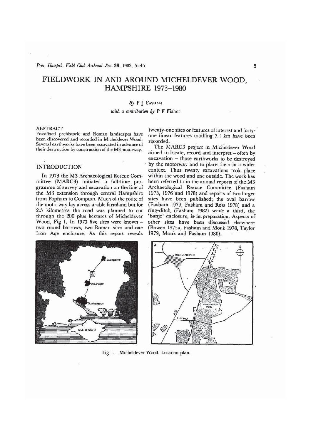 Fieldwork in and around Micheldever Wood, Hampshire, 1973-80