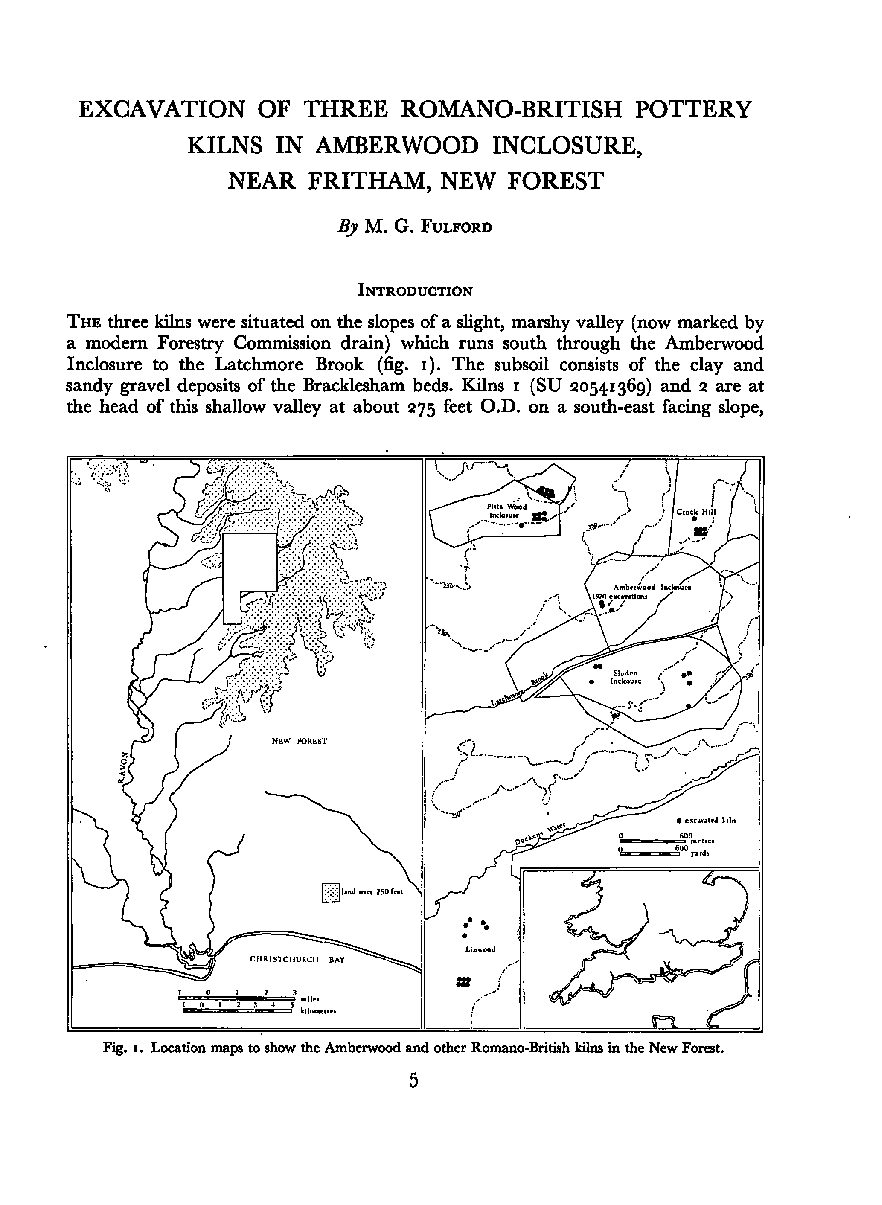 Excavation of Three Romano-British Pottery Kilns in Amberwood Inclosure, near Fritham, New Forest