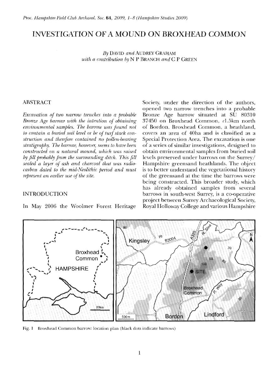 Investigation of a Mound on Broxhead Common