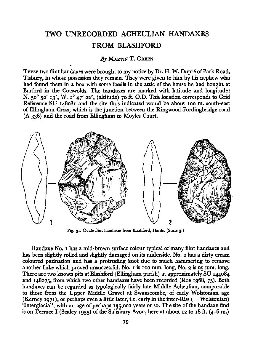 Two Unrecorded Acheuilian Handaxes from Blashford