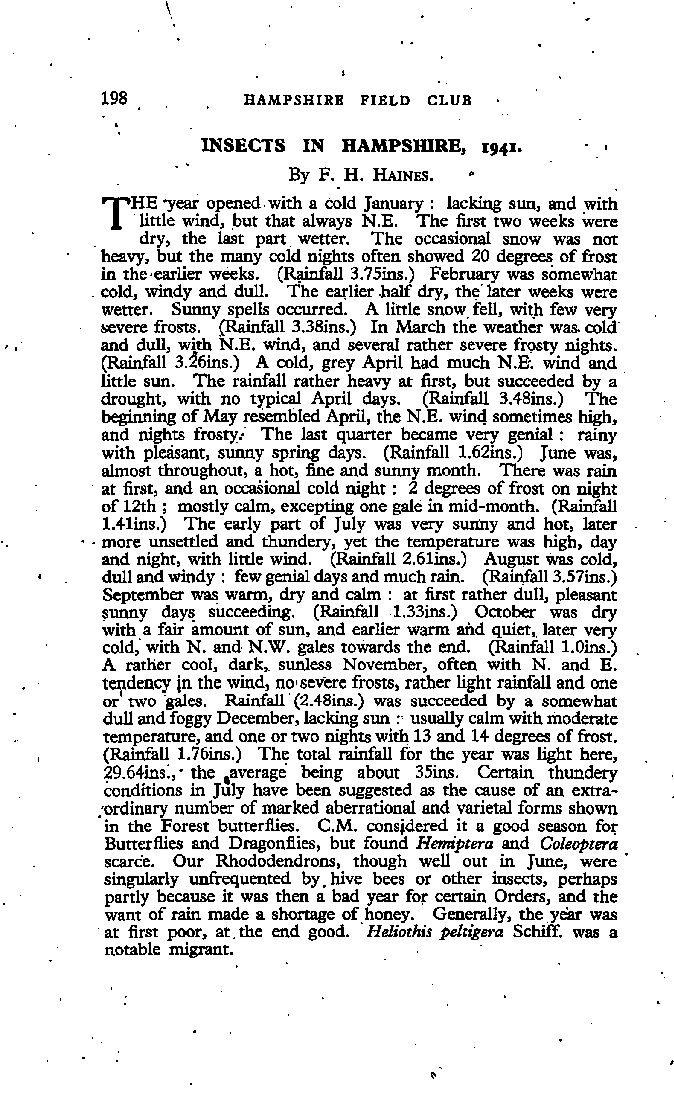 Insects in Hampshire, 1940