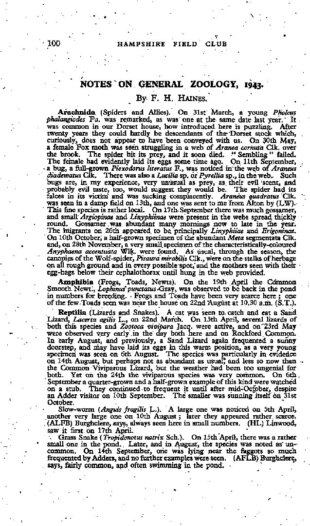 Notes on General Zoology, 1943