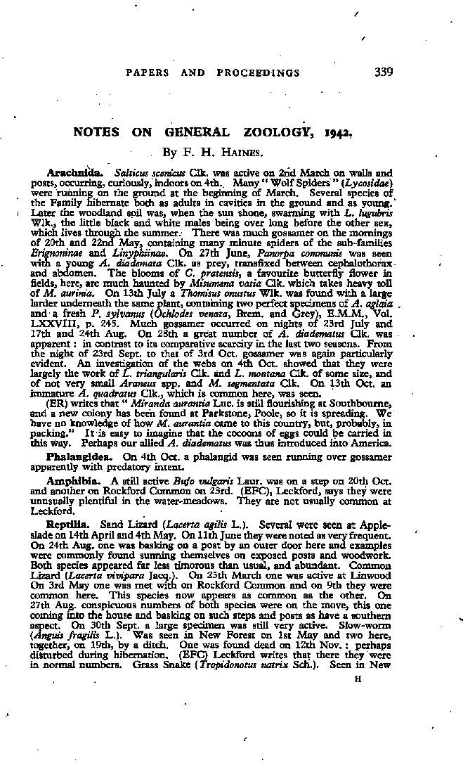 Notes on General Zoology, 1942