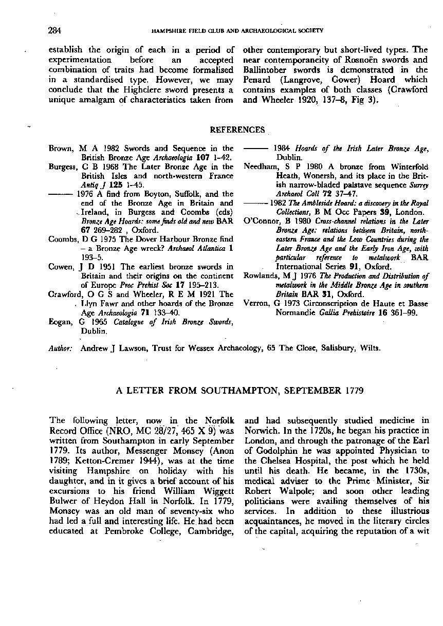 A Letter from Southampton 1779
