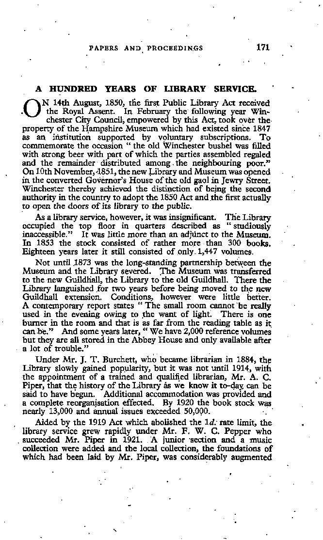 A Hundred Years of the Library Service