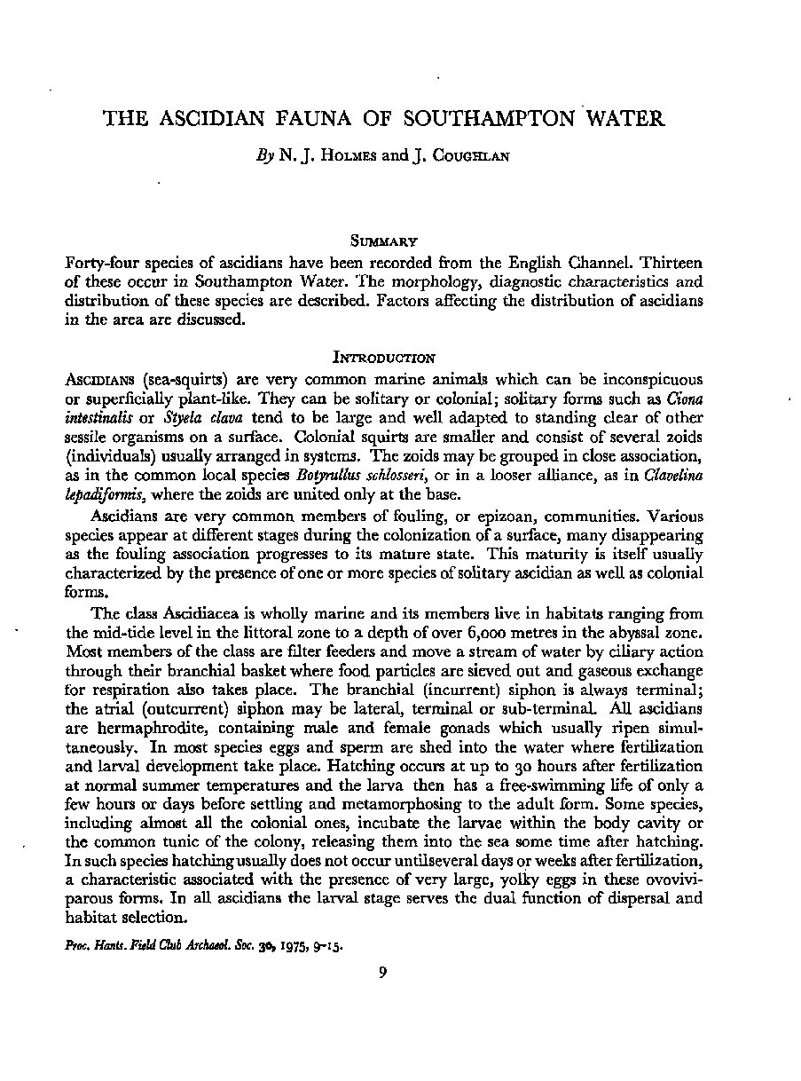 The Ascidian fauna of Southampton Water