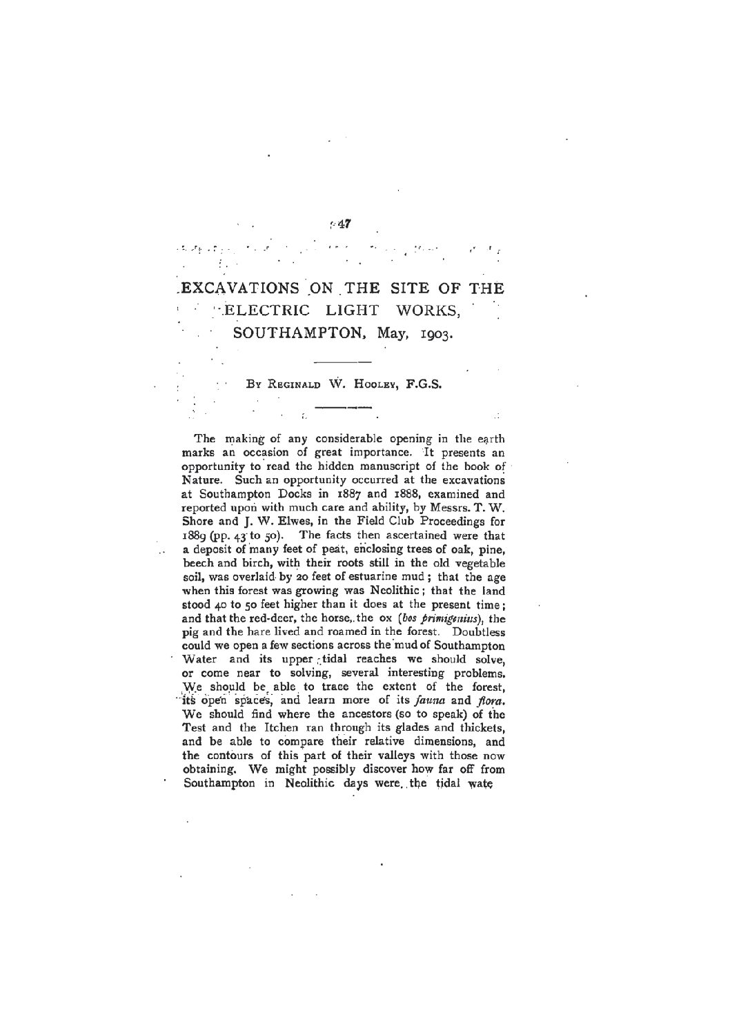 Excavations of the Site of the Electric Light Works, Southampton, May 1903
