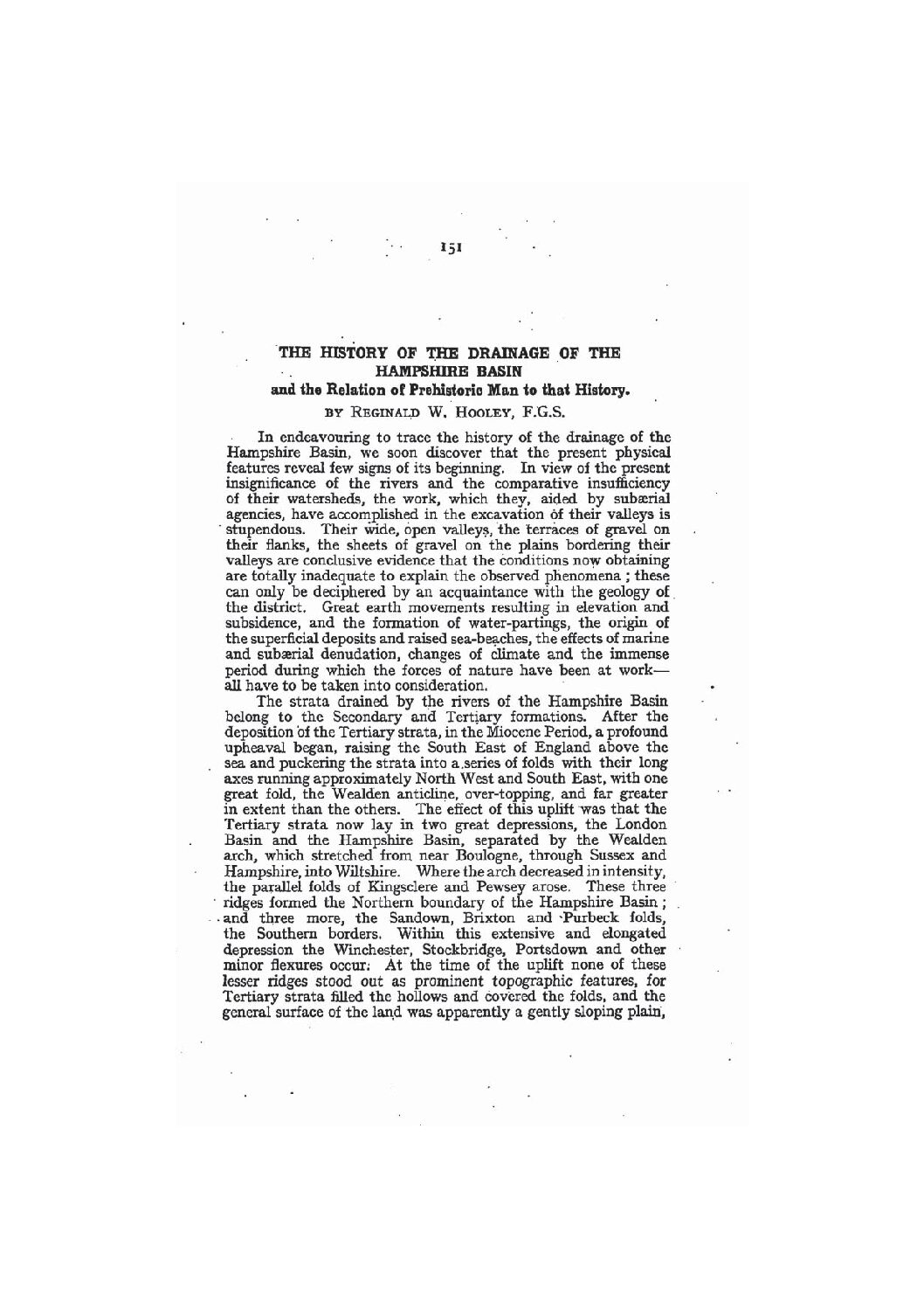 The History of the Drainage of the Hampshire Basin