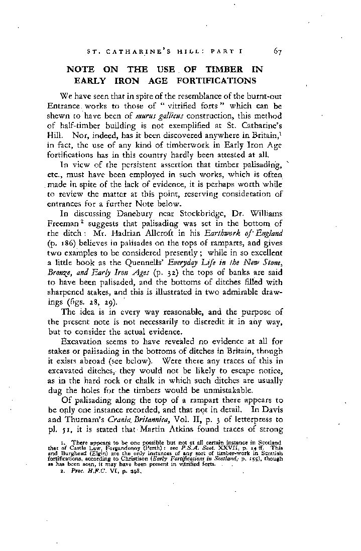 Timber and Early Iron Age Fortifications – pages 67-84