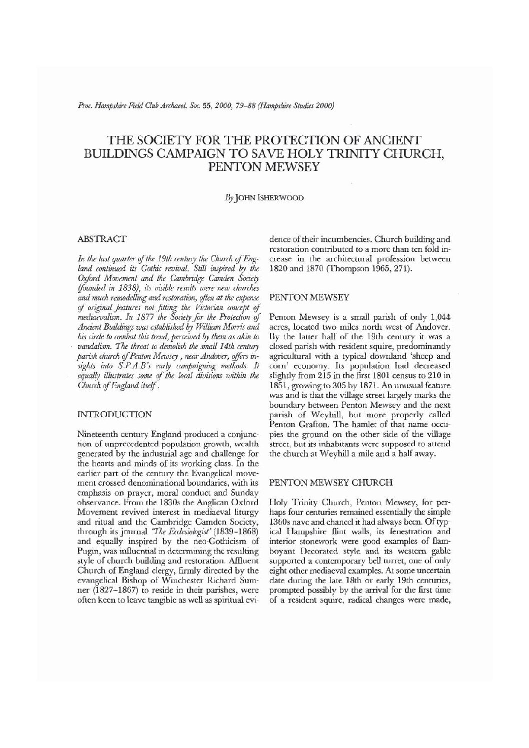 The Society for the Protection of Ancient Buildings campaign to save Holy Trinity Church. Penton Mewsey