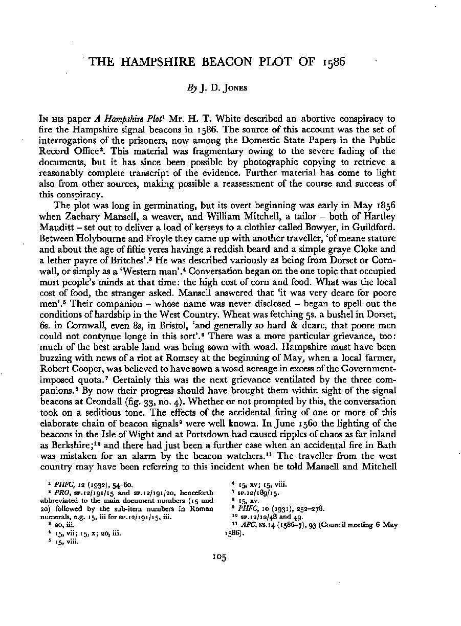 The Hampshire Beacon Plot of 1586