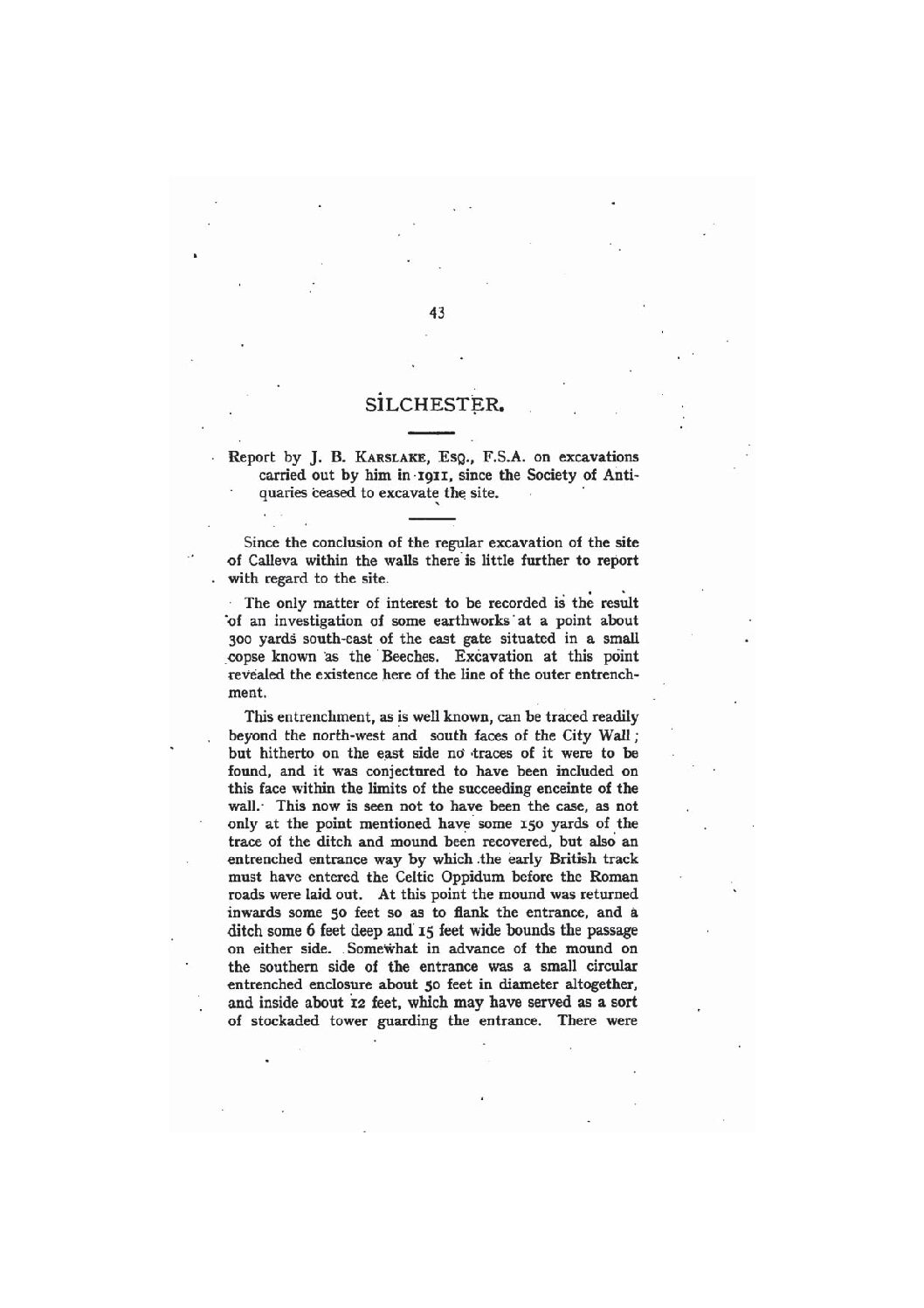 excavations carried out by him, in 1911, at Silchester