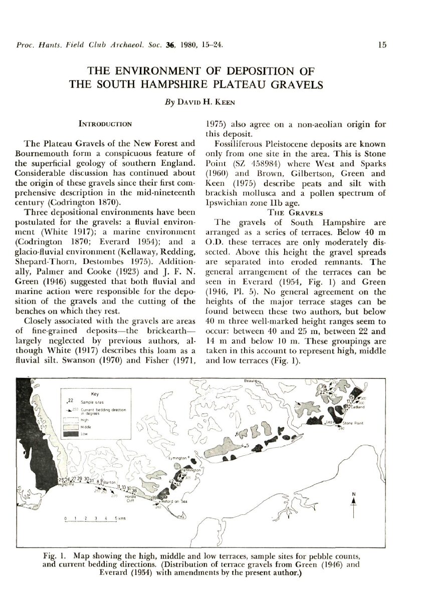 The environment of deposition of the South Hampshire plateau gravels