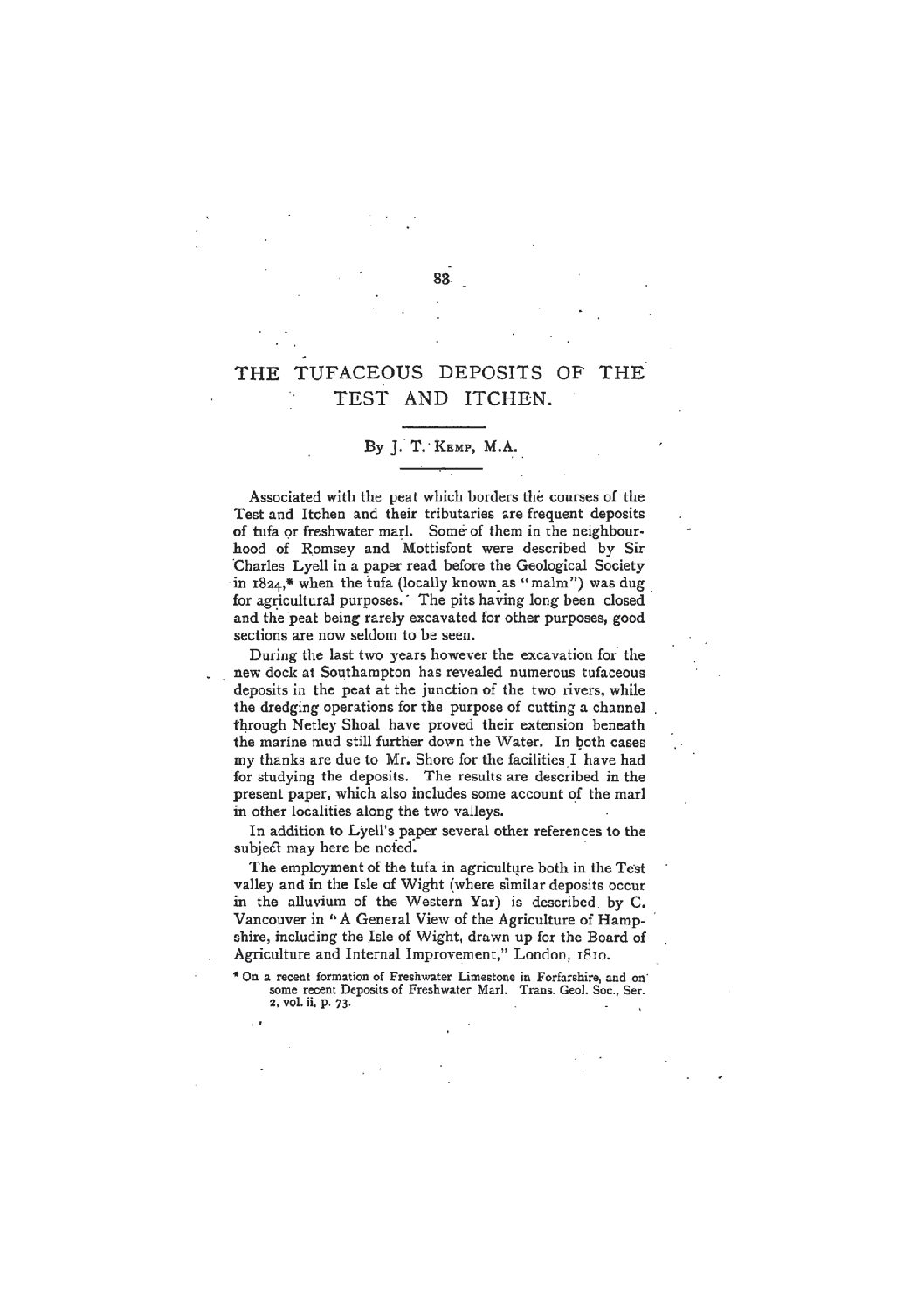 The Tufaceous Deposits of the Test and Itchen