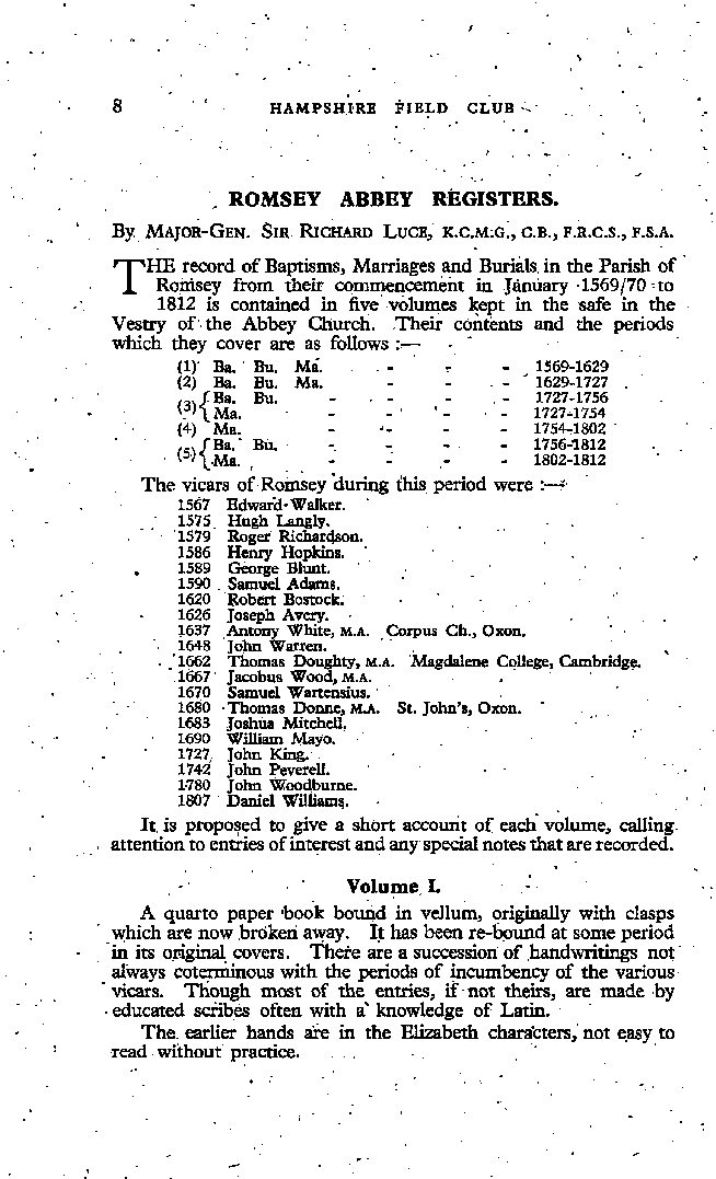 Romsey Abbey Registers