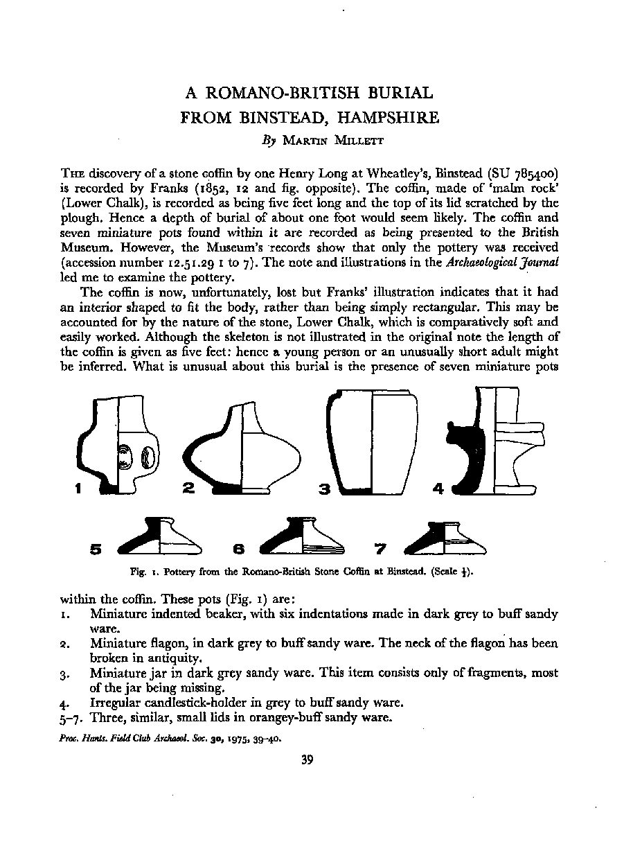 A Romano-British burial from Binstead, Hampshire