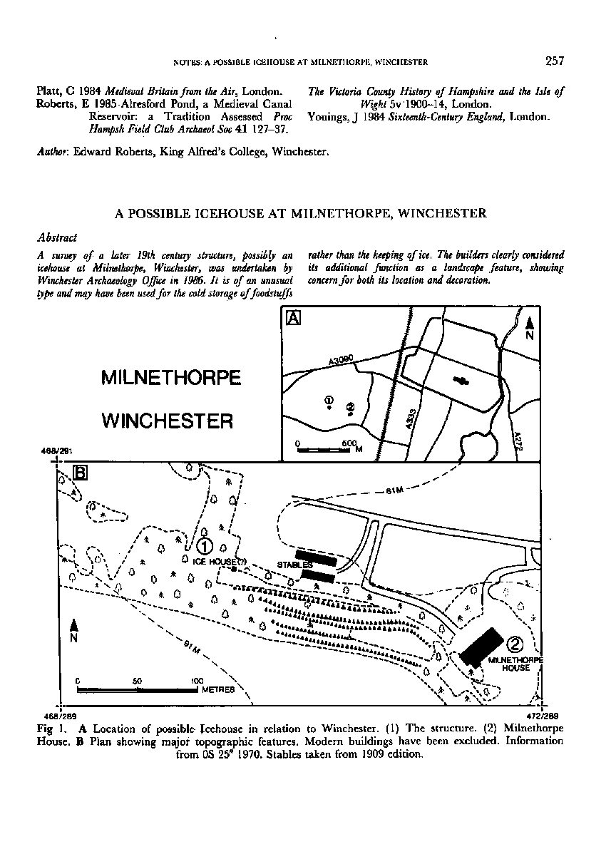 A Possible Icehouse at Milnethorpe, Winchester