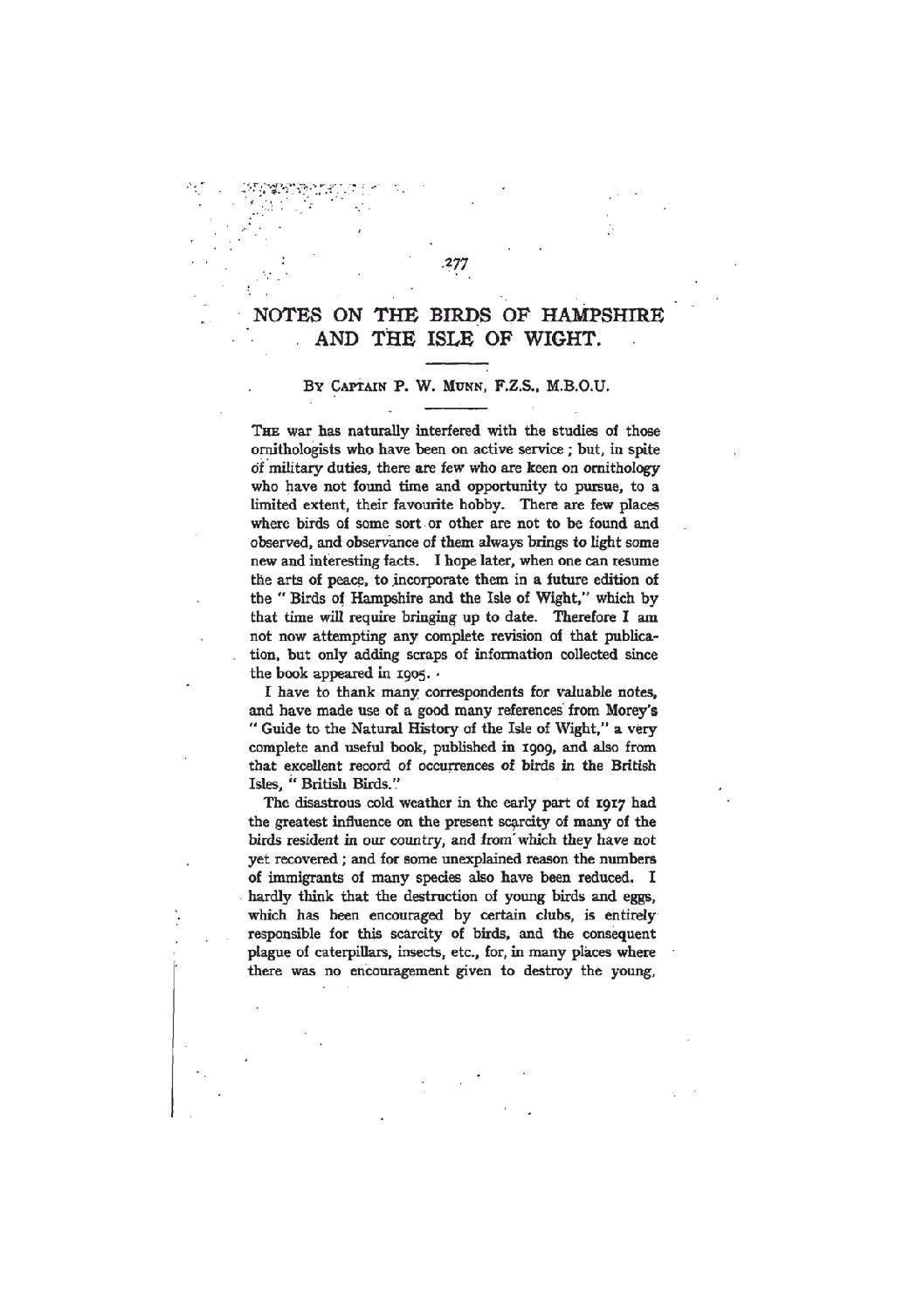 Notes on the Birds of Hampshire and the Isle of Wight